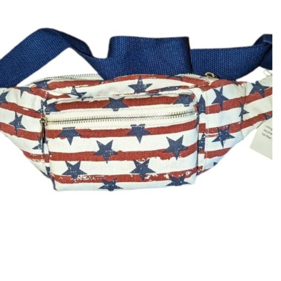Mad Love American Flag Stars and Stripes Belt Bag NWT - Picture 1 of 6
